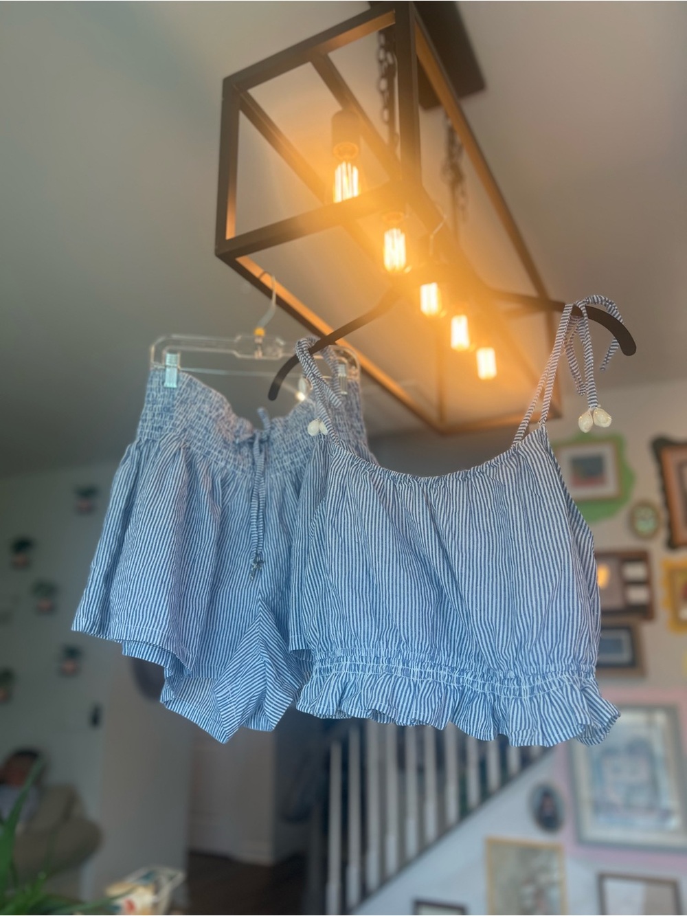 Violet Kay Blue & White Striped Top & Short Set